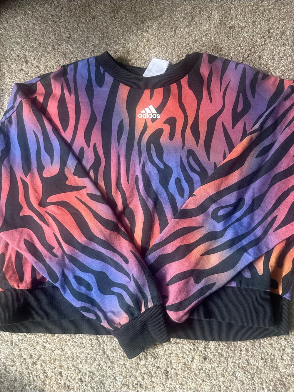 adidas MulticolorZebra Print crop Crewneck Sweatshirt